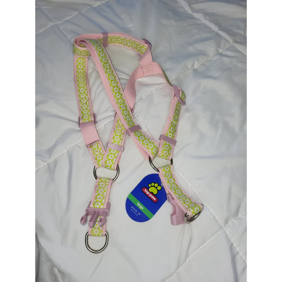 Top Paw pink green Large Dog Harness floral cloth step in harness NWT - Picture 1 of 5
